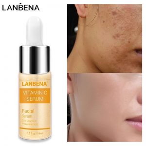 LANBENA Vitamin C Whitening Face Serum Lighten Spots Brightening Facial Skin Essence Fade Dark Spots Remove Freckle Speckle Care