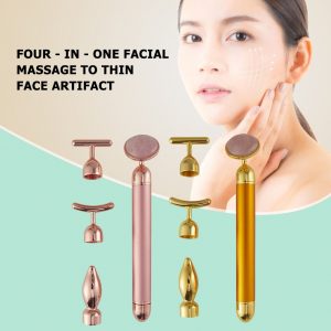 Face Massager Roller Facial Lifting Tool Facial Massage Skin Care Tools 4 in 1 Facial Jade Roller Set Vibrating